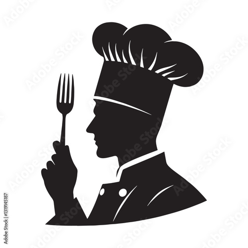 Creative Chef silhouette, turning simple ingredients into masterpieces - Chef illustration - Minimalist Chef vector - Profession silhouette

