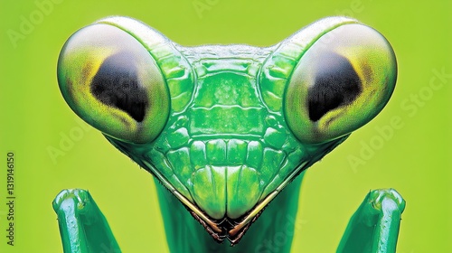 Praying Mantis Closeup, Green Background, Rainforest, Macro Photography, Nature