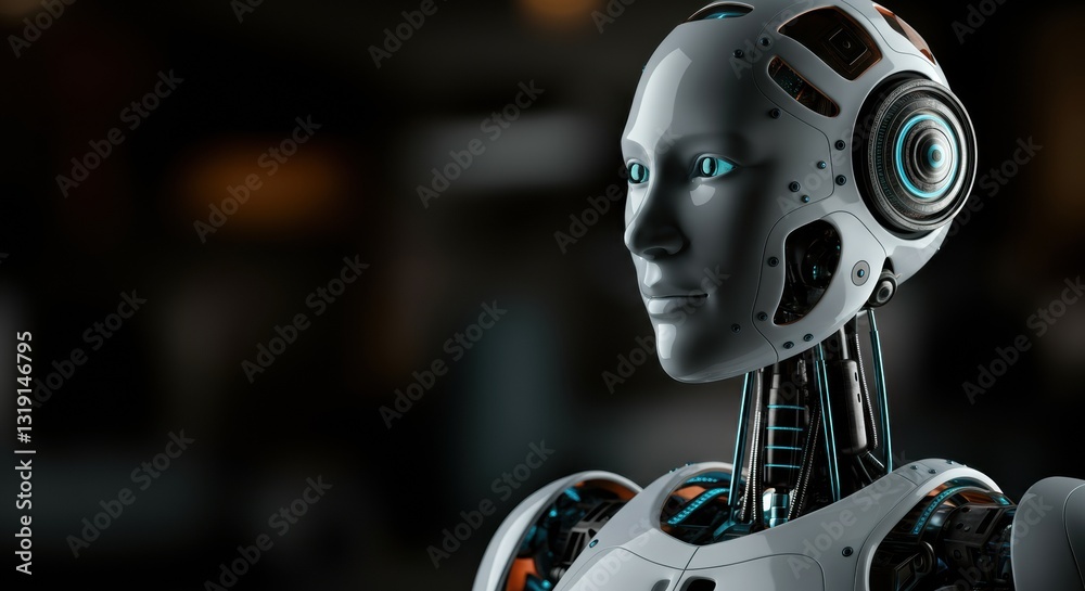 Futuristic humanoid robot with intricate details and glowing features Futuristic humanoid robot with intricate details and glowing features