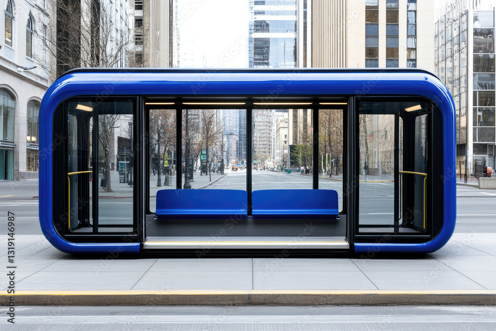 Fototapeta premium Modern urban transportation: minimalist low floor city bus design for public transit