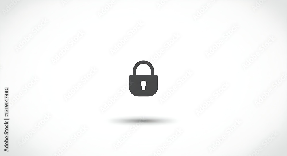 Minimalist lock icon symbolizing security on a white background Minimalist lock icon symbolizing security on a white background