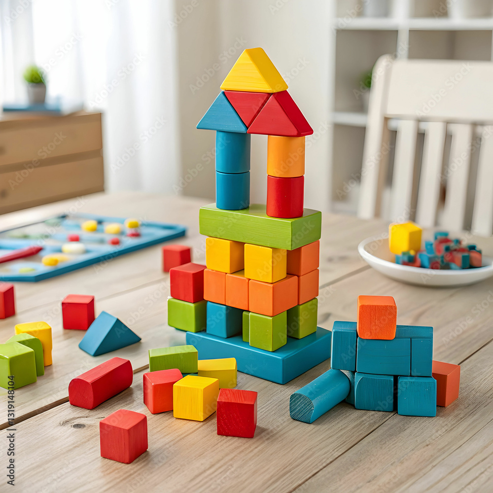 Obraz premium Colorful scattered building blocks