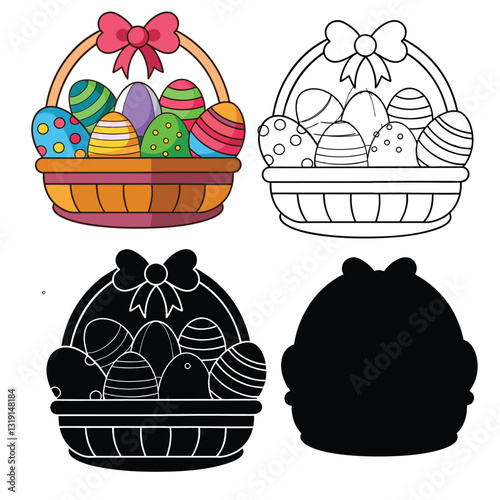 basket with easter eggs