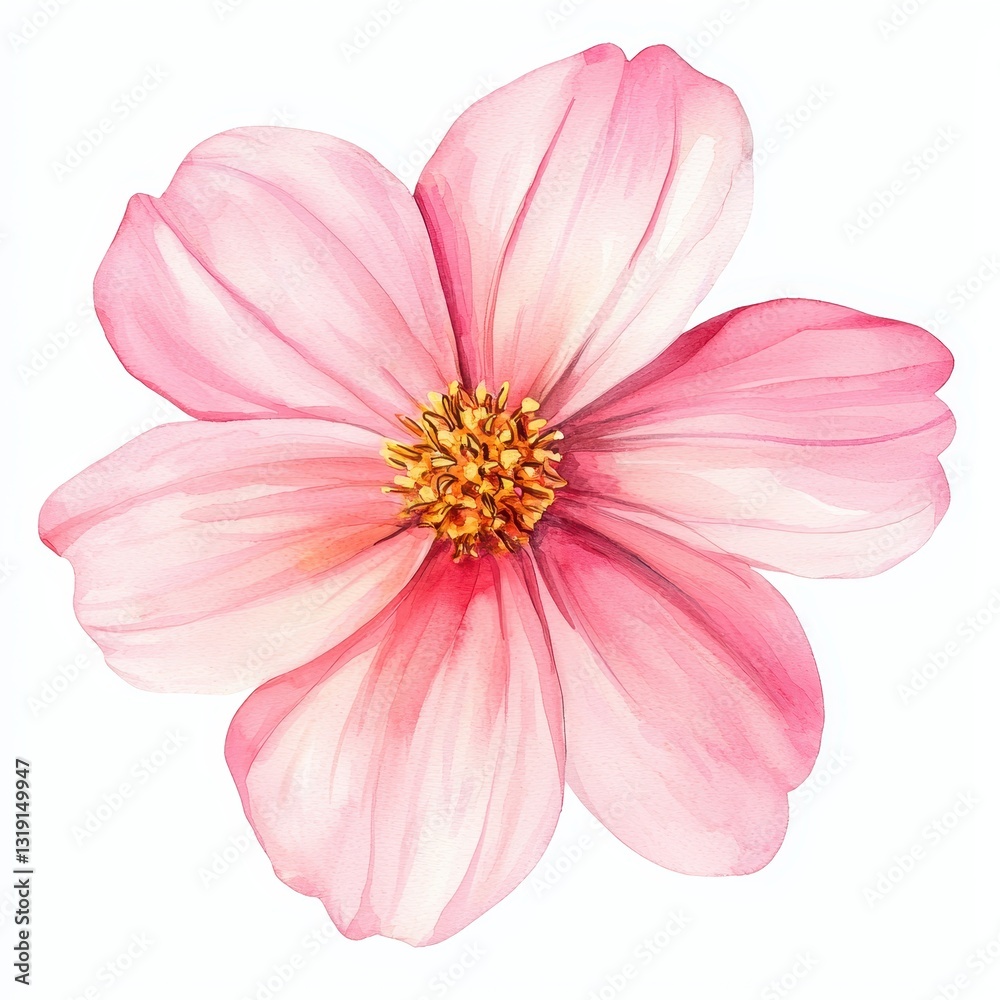 Delicate Pink Flower with Soft Petals and Bright Yellow Center Delicate Pink Flower with Soft Petals and Bright Yellow Center