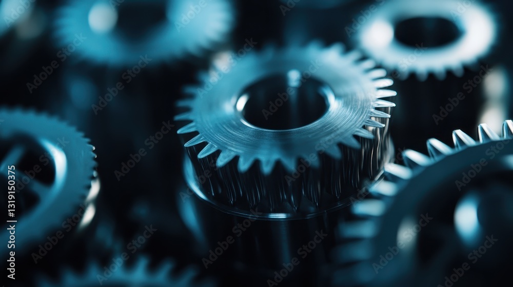 This image features an arrangement of shiny metallic gears set against a dark background, showcasing their intricate design and the beauty of engineering in a captivating way. This image features an arrangement of shiny metallic gears set against a dark background, showcasing their intricate design and the beauty of engineering in a captivating way.