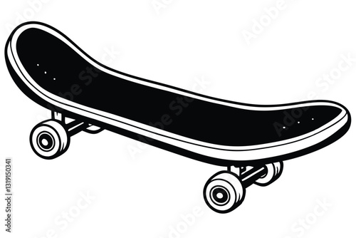 Silhouette skateboard isolated on white background
