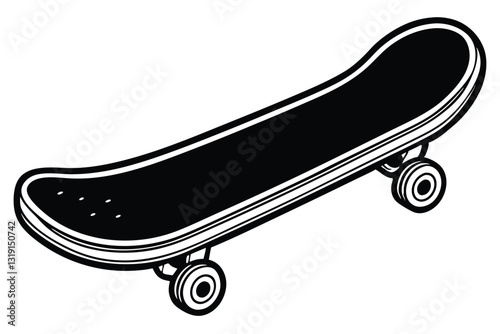 Silhouette skateboard isolated on white background