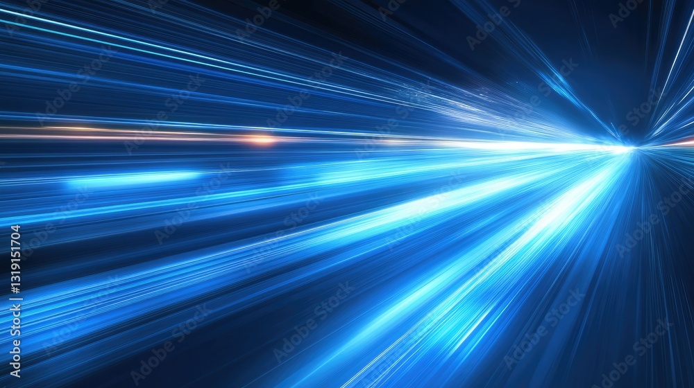 Fototapeta premium Abstract blue light speed effect with futuristic motion blur and streaks