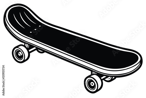 Silhouette skateboard isolated on white background