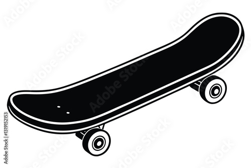 Silhouette skateboard isolated on white background