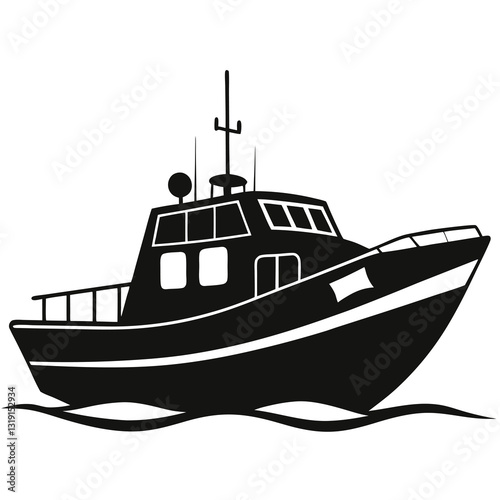 coast guard patrol boat silhouette vector illustration