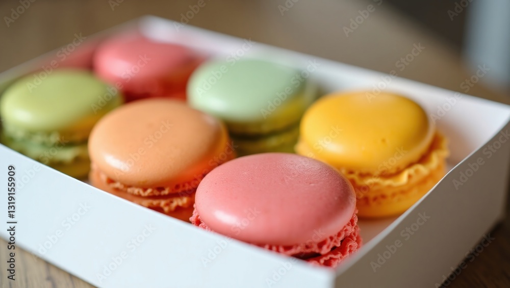 Obraz premium colorful macaroons in white paper box