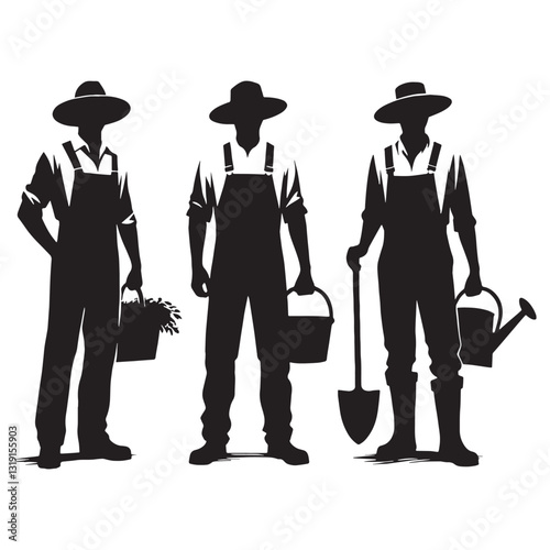 Rain or Shine Farmer silhouette, committed to farming in any weather - Farmer illustration - Minimalist Farmer vector - Profession silhouette
