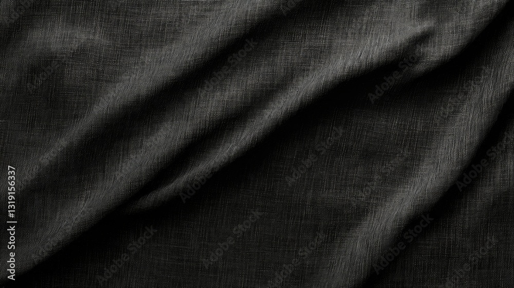 Obraz premium Classic black linen fabric with subtle texture and soft light absorption