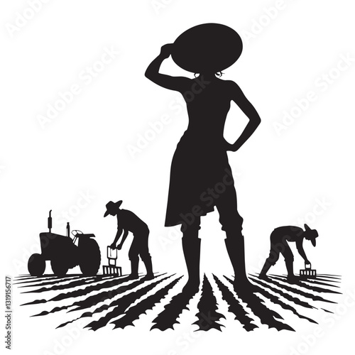 Independent Farmer silhouette, working tirelessly to grow the future - Farmer illustration - Minimalist Farmer vector - Profession silhouette
