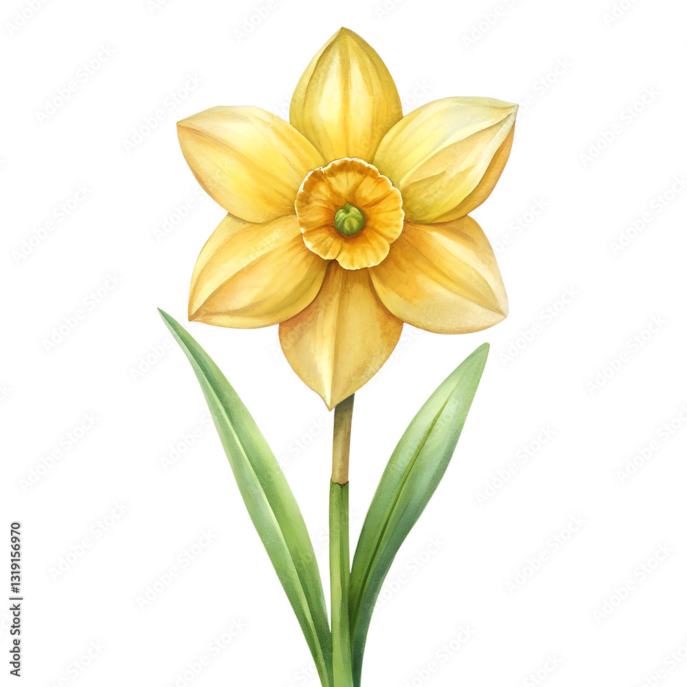 Obraz premium Watercolor Daffodil flower isolated on transparent background