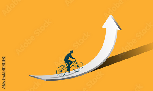 The concept of successful economic growth of a business,
 moving up the career ladder. Vector image