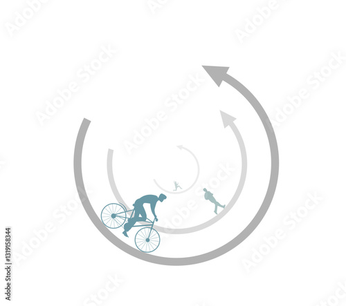 The concept of successful economic growth of a business,
 moving up the career ladder. Vector image