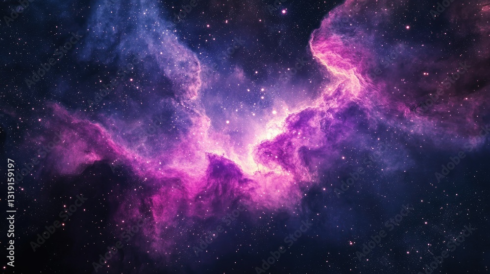 Fototapeta premium Dreamy cosmic nebula with bright stars and deep-space swirling gases