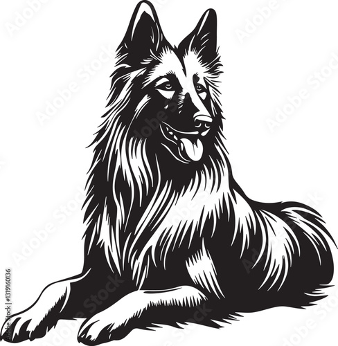 laying belgian tervuren dog