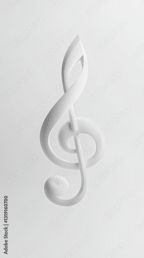 Minimalist White Treble Clef on Light Background for Music Theme Minimalist White Treble Clef on Light Background for Music Theme