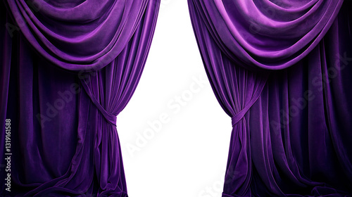 Elegant purple curtains with white or transparent background