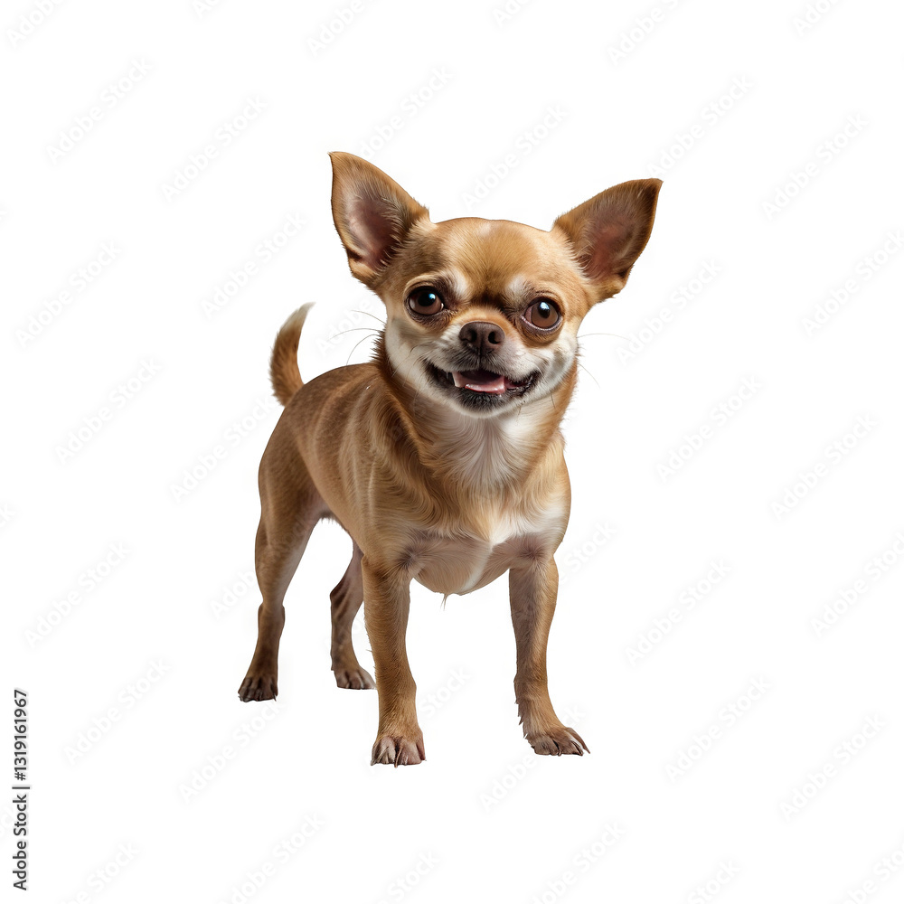 Pretty brown chihuahua dog standing and facing the camera isolated on a white background generative AI Pretty brown chihuahua dog standing and facing the camera isolated on a white background generative AI