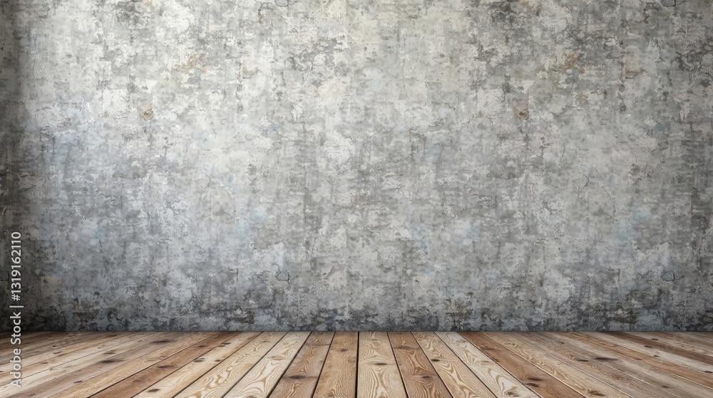 Rustic Room Interior Design Weathered Concrete Wall and Light Brown Wood Floor Background Rustic Room Interior Design Weathered Concrete Wall and Light Brown Wood Floor Background