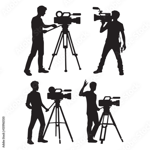 Award-Winning Filmmaker silhouette, recognized for cinematic excellence - Filmmaker illustration - Minimalist Filmmaker vector - Profession silhouette
