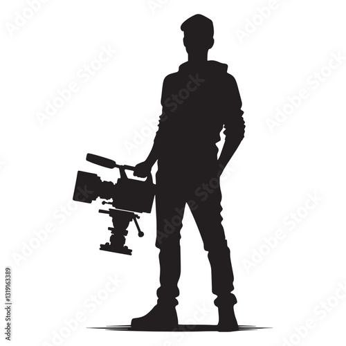 Ambitious Filmmaker silhouette, driven by a passion for storytelling - Filmmaker illustration - Minimalist Filmmaker vector - Profession silhouette
