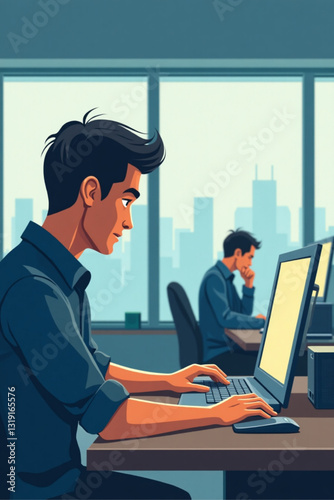 Overworked Office Staff Deadline Pressure Teamwork Late Nights Project Completion Business Stress Corporate Culture Overtime Hours Supervisor Scrutiny Meeting Targets Urgent Tasks
