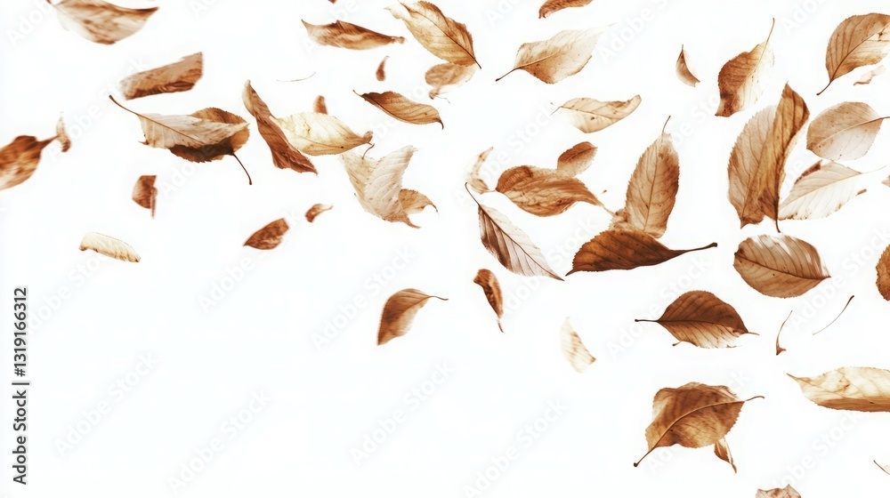 Fototapeta premium Falling autumn leaves on white background