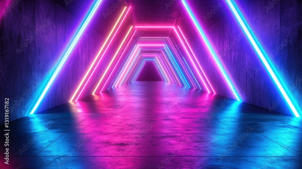 Fototapeta premium a tunnel with neon lights in it
