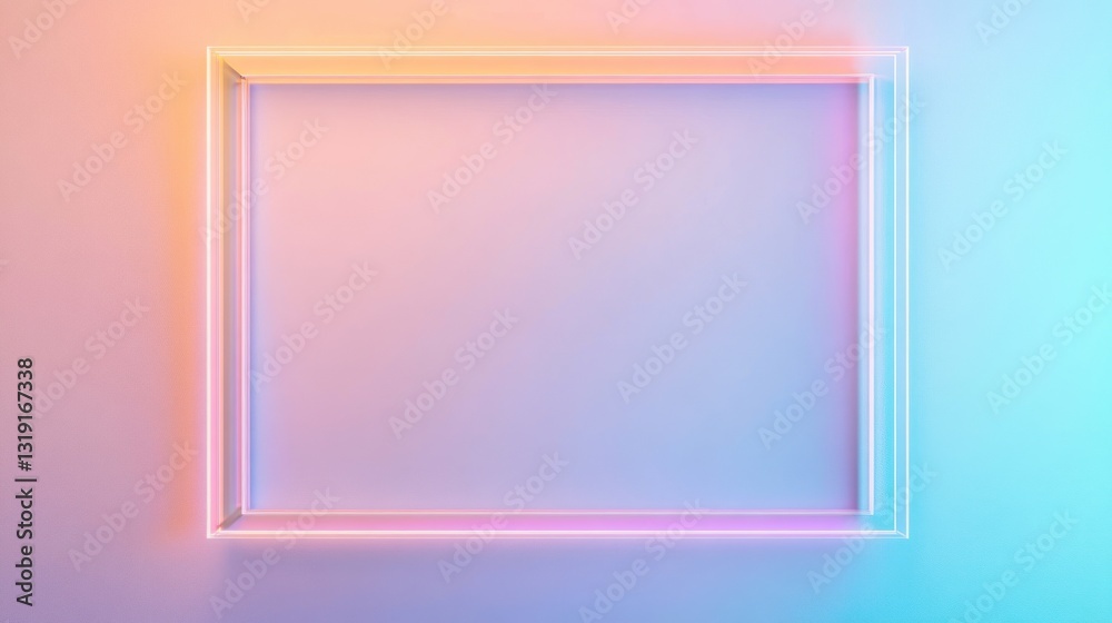 Neon Glow: Abstract Pastel Square Frame Neon Glow: Abstract Pastel Square Frame