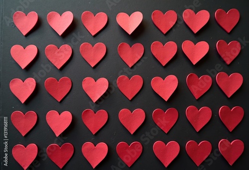 Heart Stickers on Checkerboard Pattern: Add a touch of love to your designs with these adorable heart stickers arranged on a classic checkerboard pattern, isolated on a sleek black background with mar