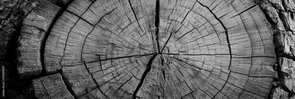 Fototapeta premium A close up view of a tree trunk, showing the intricate bark and wood grain patterns.