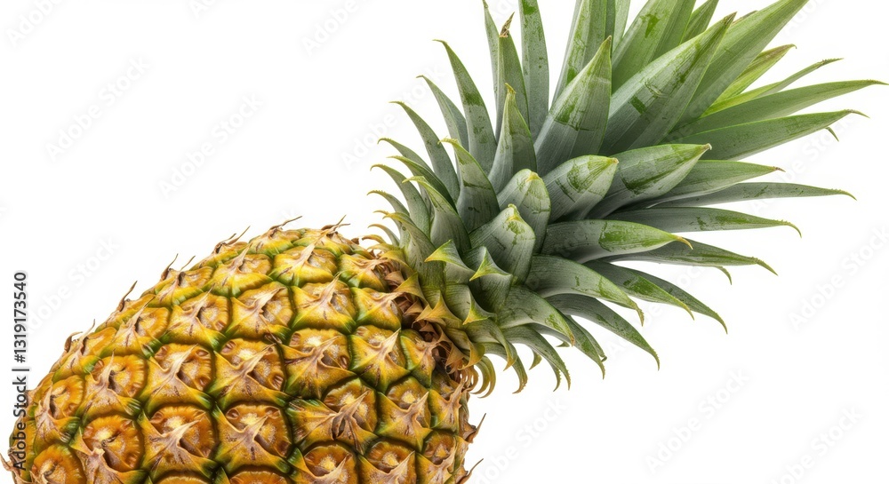 Fototapeta premium Close-up of a Fresh Pineapple with Green Crown