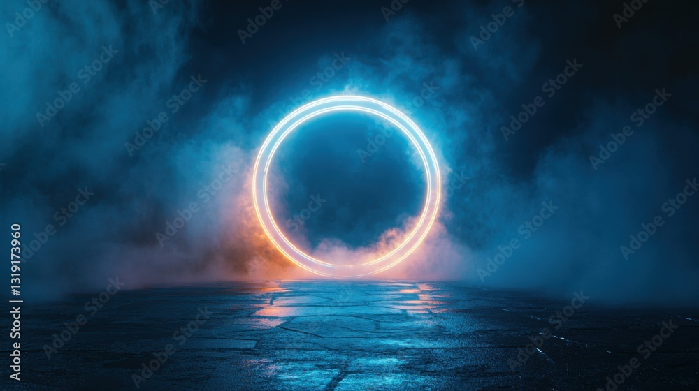 Obraz premium a glowing circle in the middle of a dark room