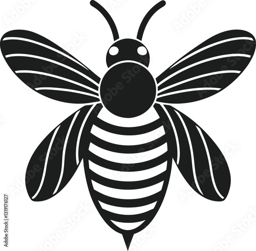 Elegant Bee Silhouette Vector – High-Quality Spring & Nature Illustration