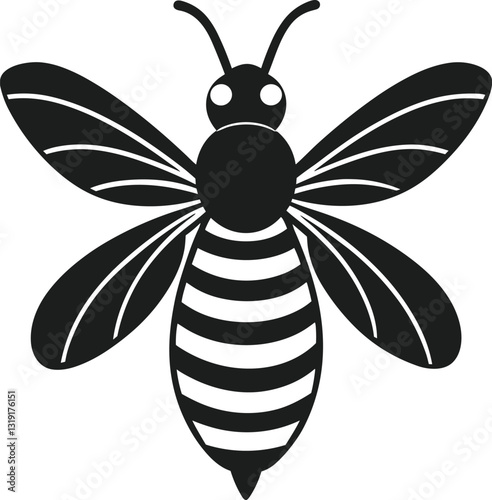 Detailed Bee Silhouette – High-Quality Vector Illustration for Spring and Nature Designs