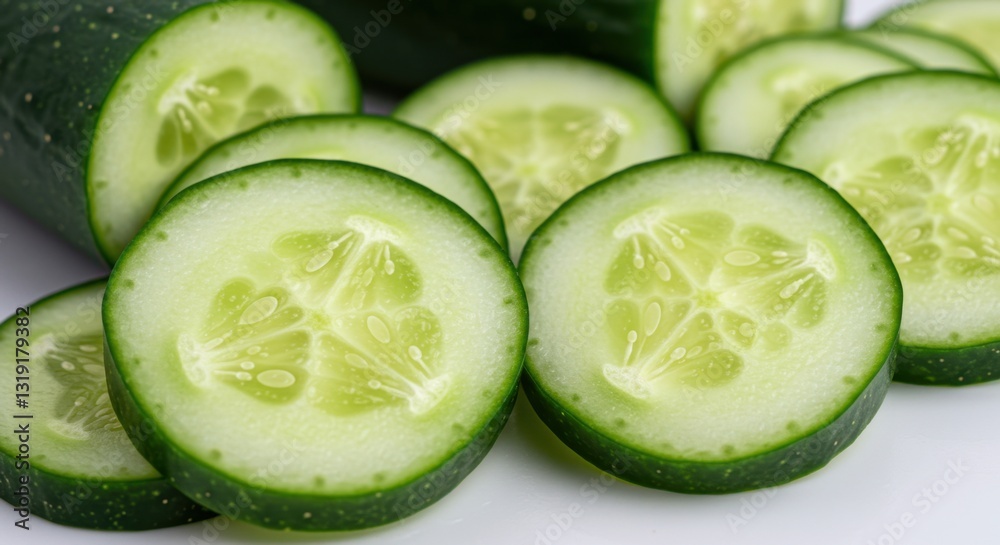 Close-up of Sliced Cucumber on White Background Close-up of Sliced Cucumber on White Background