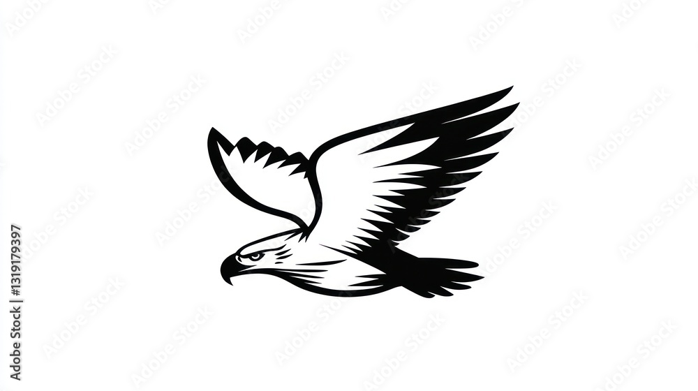 Obraz premium Black and white eagle in flight