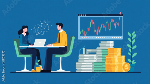 Retirement Planning Success: Strategic Financial Growth, Secure Future, Dream Lifestyle, Investment Strategy, Pension, Savings, Happy Seniors, Achieving Goals, Financial Freedom Illustration