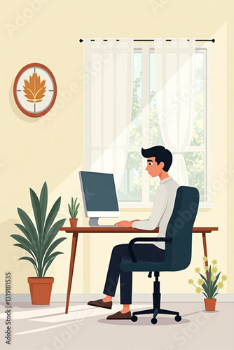Overworked Businessman Stressed at Desk with Laptop Papers and Coffee Cup Frustrated Executive Deadline Pressure Burnout Remote Work Home Office Conceptual Graphic