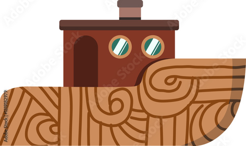 old stylized fishing steamboat