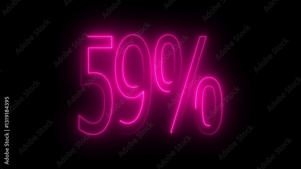 59% text animation by pink color neon on black background. 59% text animation by pink color neon on black background.