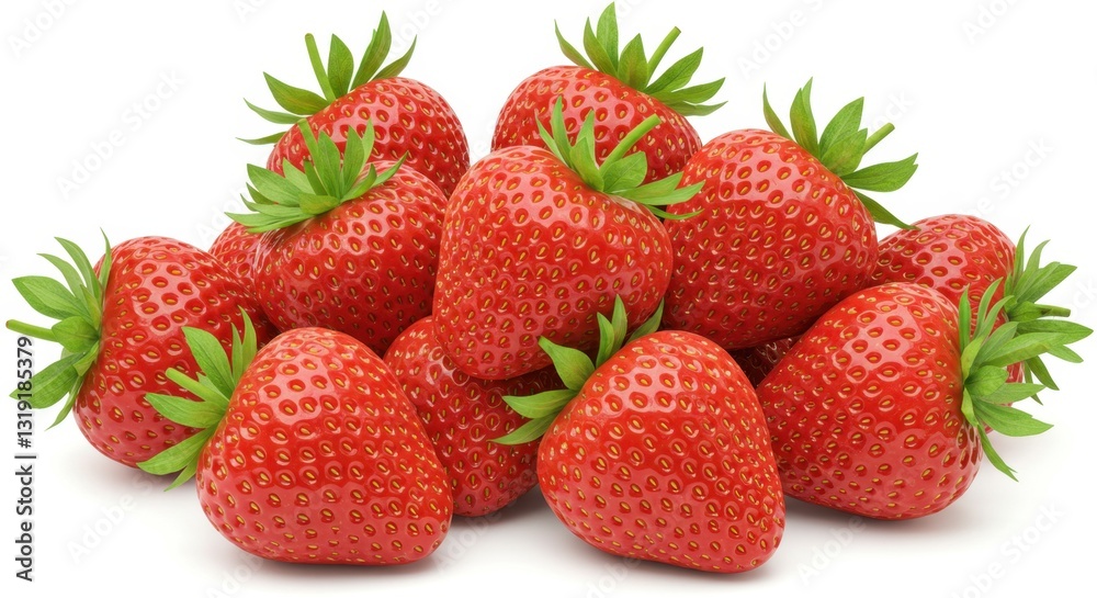 Fresh Strawberries with Leaves Isolated on White Background Fresh Strawberries with Leaves Isolated on White Background