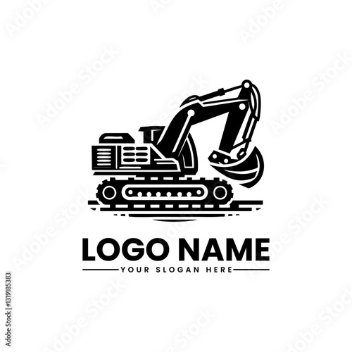 Excavator Vector Logo | Heavy Equipment Illustration | Construction Machinery Emblem