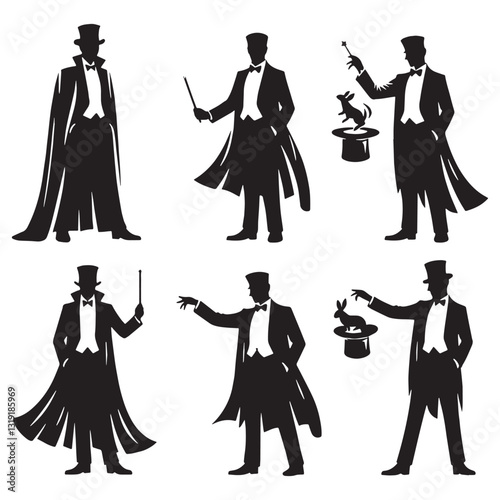 Legendary Magician silhouette, a true master of the arcane - Magician illustration - Minimalist Magician vector - Profession silhouette
