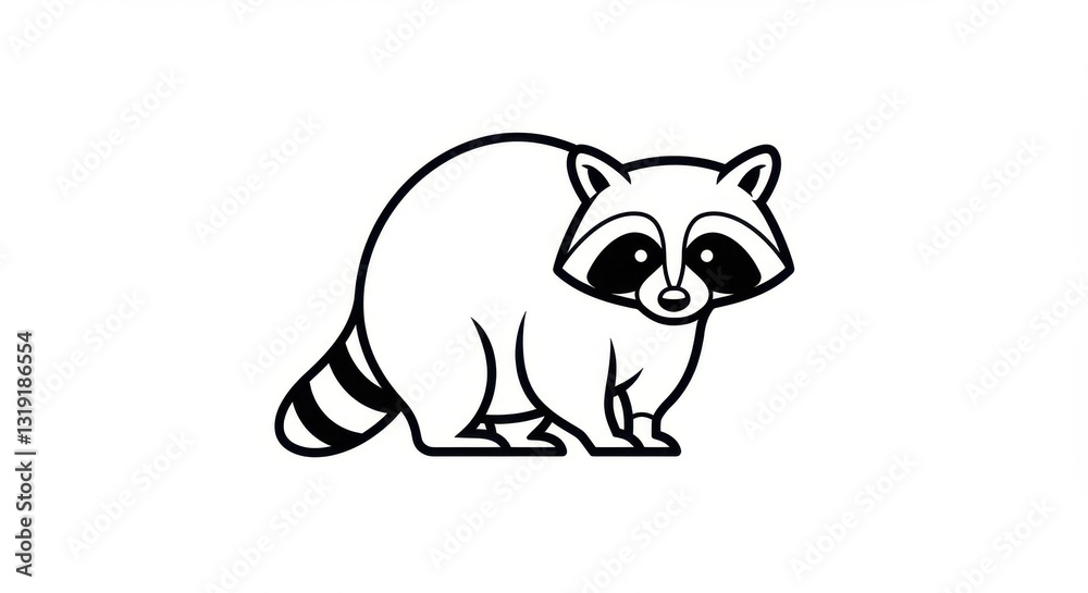 Obraz premium Simplified Raccoon Line Drawing Illustration
